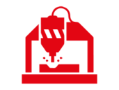 Rotes Fräsmaschine-Icon