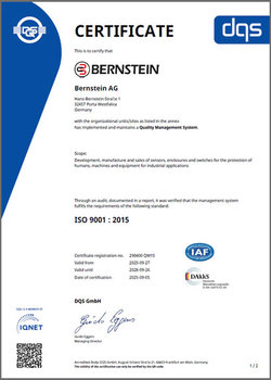 BERNSTEIN sustainability: ISO 9001 certificate of the company BERNSTEIN
