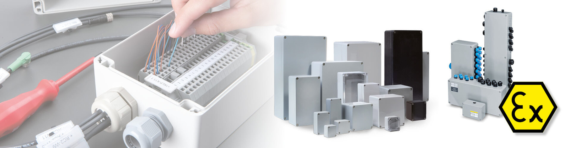 Verschiedene Varianten an Klemmengehäuse und Klemmkästen der BERNSTEIN AG