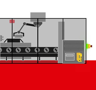 Ausschnitt einer Verpackungsmaschine mit BERNSTEIN Produkten