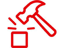Icon in Form eines roten Hammers
