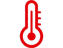 Icon in Form eines roten Thermometers