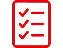 Icon in Form einer roten Checkliste