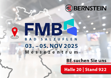 Titelbild all about automation Bad Salzuflen mit Datum, Ort und BERNSTEIN Standinfos