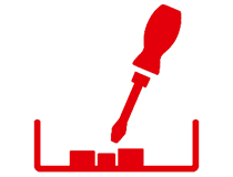 Rotes Icon mechanische Bearbeitung