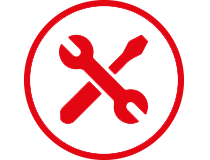 Rotes Icon mechanische Bearbeitung