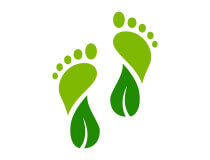 Grünes Icon in Form von zwei Fußabdrücken