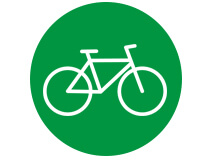 Ein Icon eines Fahrrads in einem grünen Kreis