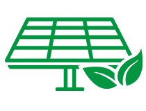 Green icon in the form of a solar system