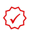 Rotes Icon mit einem Häkchen in der Mitte