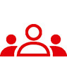 Rotes Icon mit den Umrissen von drei Personen